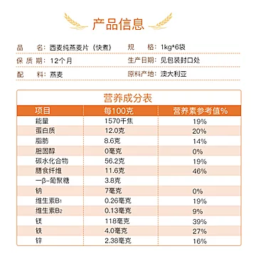 【38预售】西麦大颗粒纯燕麦片1000g6[10元优惠券]-寻折猪