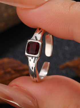 TOOK Otnament新款S925红钻开口戒指女气质百搭情人节精美指环520