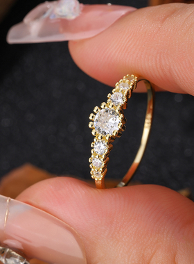 TOOK Otnament新款S925镶嵌锆石戒指女 气质百搭宴会节日精美饰品