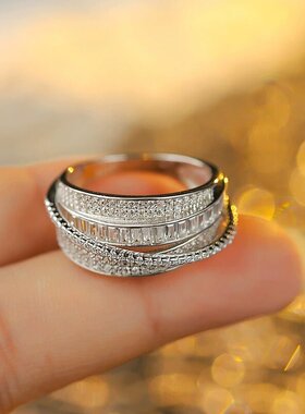 TOOK Otnaments新款S925纯银镶嵌满钻戒指送女生情人节高颜值指环