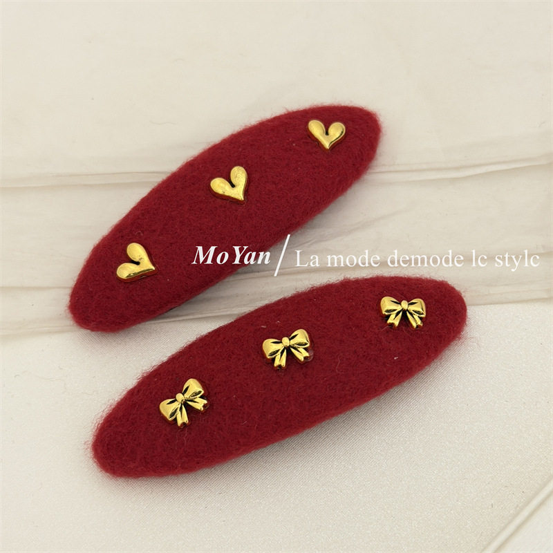 秋冬氛围感小香风红色毛绒BB夹爱心蝴蝶结气质百搭刘海侧边夹发夹,淘宝优惠券,粉丝福利购,淘宝优惠卷