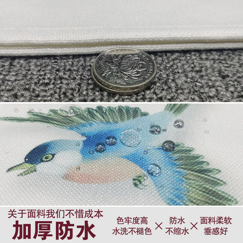 复古荷花中式玄关入户布艺门帘家用卧室隔断帘厕所遮挡帘厨房挂帘 - 图1