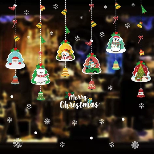 Рождественский декор, стеклянная оконная наклейка, подвеска для пожилых людей, со снежинками