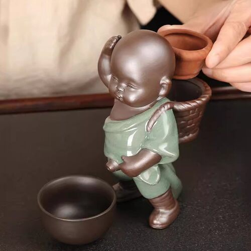 可爱小和尚茶宠摆件紫砂童子茶具配件茶道装饰品 - 图1