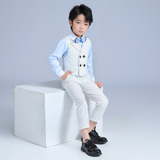 男童西装马甲套装儿童礼服背带裤走秀钢琴演出服小孩花童西服夏季
