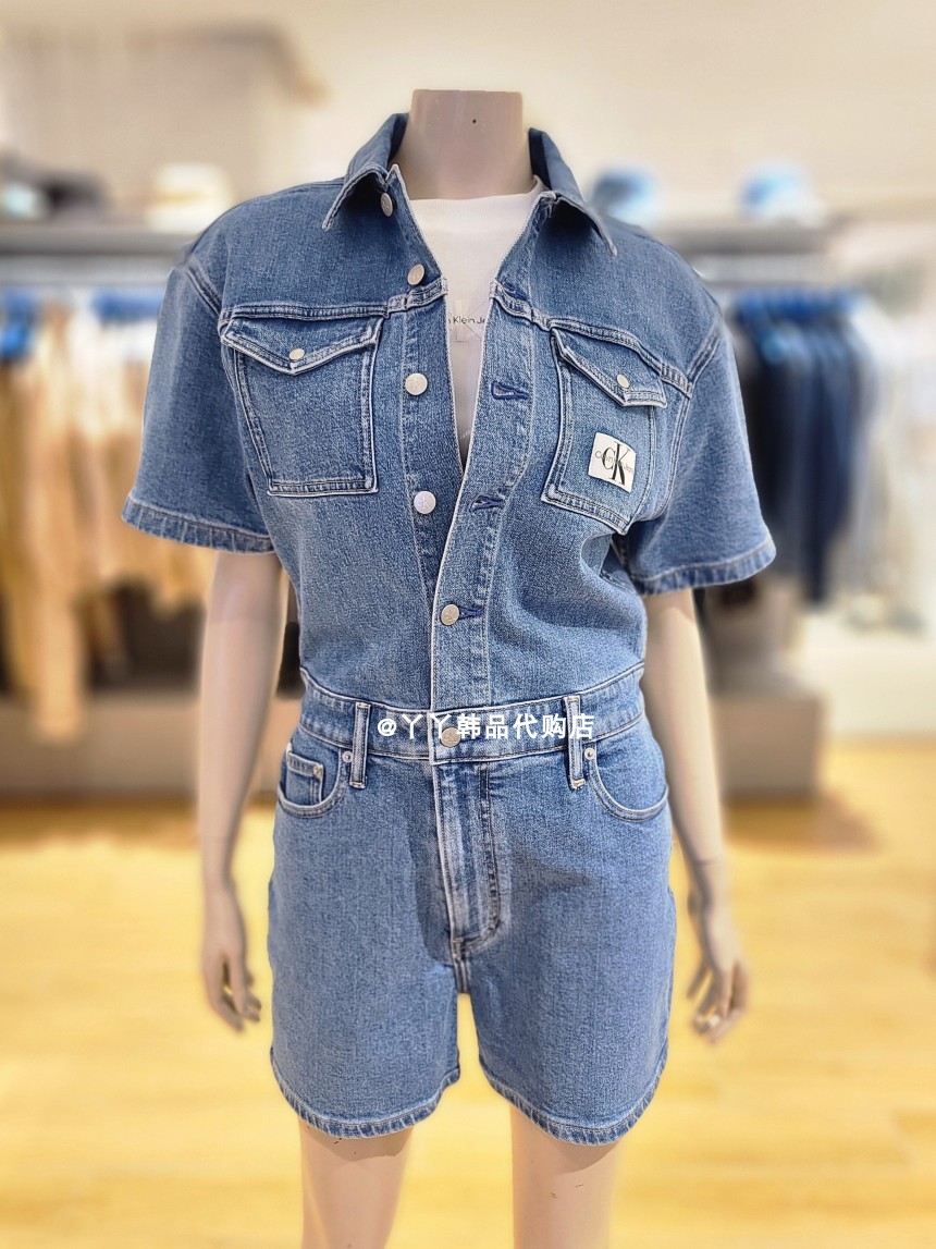 CK JEANS 韩国正品直邮代购23春J221178女士时尚牛仔连体短袖短裤