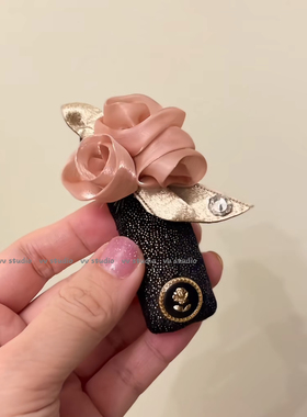高级感真丝缎花丝绒手作玫瑰珍珠配件复古丝绒珍珠发夹女发饰头饰
