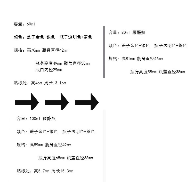 50/60/80/100/500ml金属盖分装瓶透明塑料瓶PET密封瓶药瓶食品级 - 图1