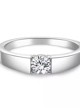 Pt950铂金男戒钻经典男戒天然钻石轻奢高定订婚结婚情人节送男友