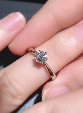 铂金PT950戒指1克拉钻戒女六爪天然真钻GIA婚戒求婚结婚送老婆