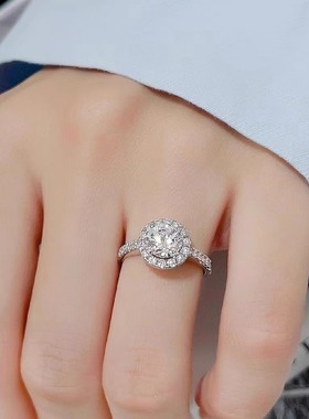 PT950铂金戒指1克拉钻戒女圆包天然真钻GIA婚戒求婚结婚送老婆
