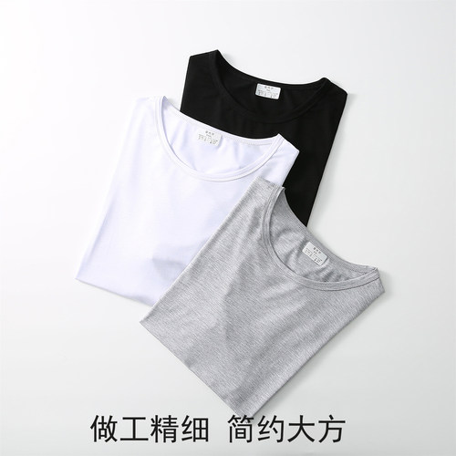 夏季薄款男士莫代尔圆领短袖T恤大码宽松居家休闲半袖背心汗衫 - 图2