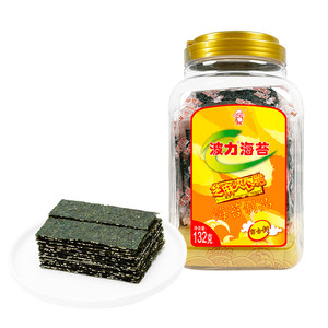 【波力海苔荞麦/芝麻/渔趣夹心脆132g罐装休闲零食海苔包装囤货B