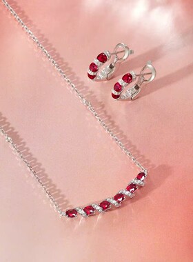 红刚玉微笑星轨吊坠项链时尚轻奢