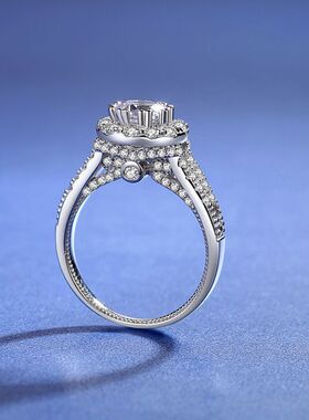 纯银莫桑豪华风PT950铂金戒指