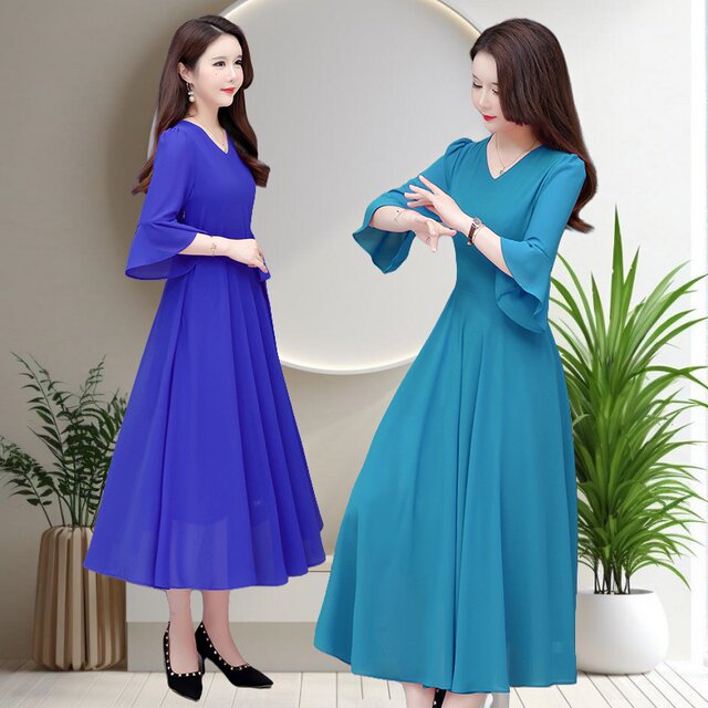 ຊຸດກະໂປງ Chiffon 2026 ເສື້ອຍືດຍາວ temperament ໃໝ່
