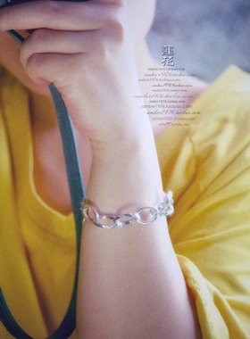 No.366 Pilgrim 中性风合金镀纯银切割感菱格环简约手链