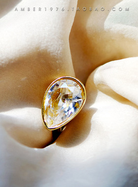 No.182 冰晶 Ⅳ DYRBERG/KERN 北欧ins风 极简梨形水晶镀金戒指