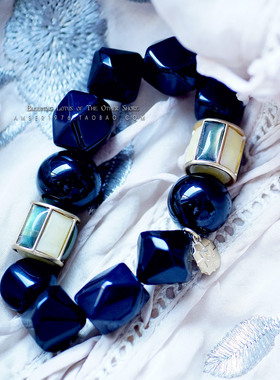 monet几何感宝石镶嵌镀金项链