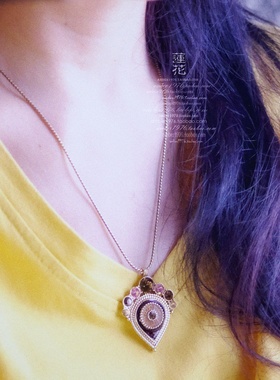 No.363 Pilgrim 合金镀金蜜色珐琅釉水晶彩钻镶嵌油画感复古项链