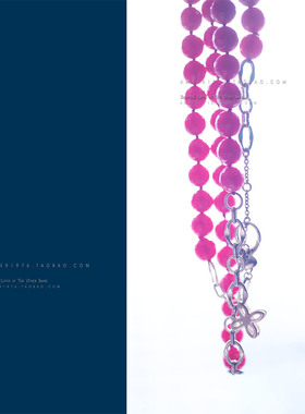 No.227 Fossil 合金镀金四叶草花卉宝石珠链 甜美风多用项链