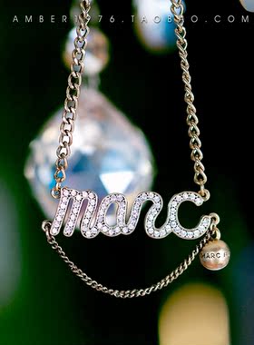 镀金复古水晶钻镶嵌字母项链