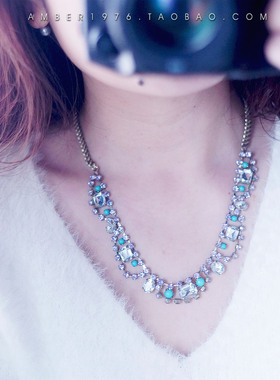 复古宫廷风镀金镶嵌宝石项链