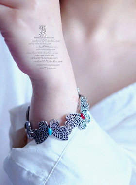 No.380 Lucky Brand旗下 合金镀银古旧感镂空雕刻镶宝石蝴蝶手链