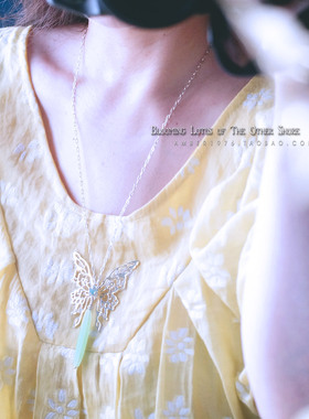 古董滴釉合金绿玛瑙项链