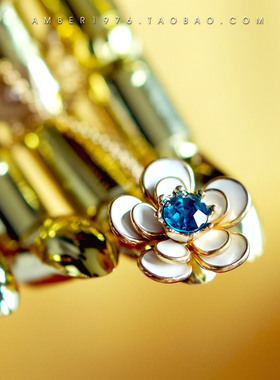 镀金镶嵌水晶宝石项链