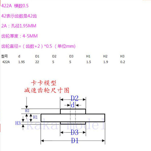 单层齿轮 模0.5  孔1.9  422A 优质塑料玩具 配件 减速齿轮42T2A - 图3