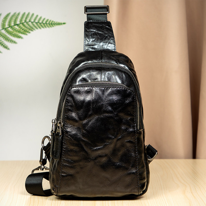 Maiwei casual leather chest bag sports crossbody bag for men and women