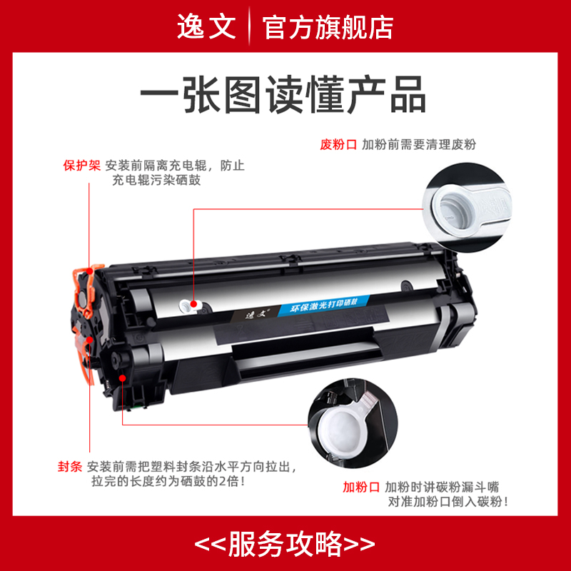 适用 惠普laserjet m127fn硒鼓粉盒M127fw/w打印复印一体机墨盒M125nw/MFP M126fn/nw易加粉晒鼓CF283A碳粉盒 - 图2