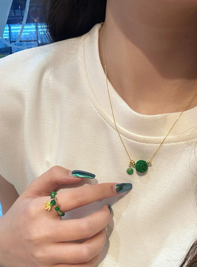 天然帝王绿回纹珠干青翡翠锁骨链路路通项链平安扣吊坠显白新中式