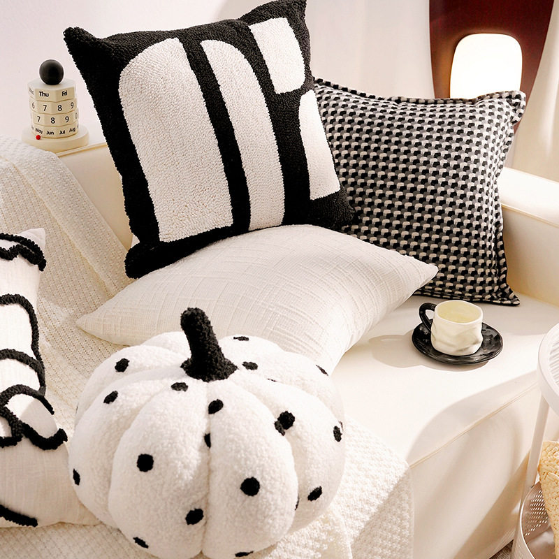 现代简约黑白抱枕套轻奢高级感靠枕套北欧床上客厅沙发抱枕套含芯,淘宝优惠券,粉丝福利购,淘宝优惠卷