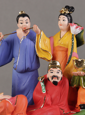 中国风树脂彩绘八仙船八仙过海吕洞宾摆件家居装饰手工艺品特价