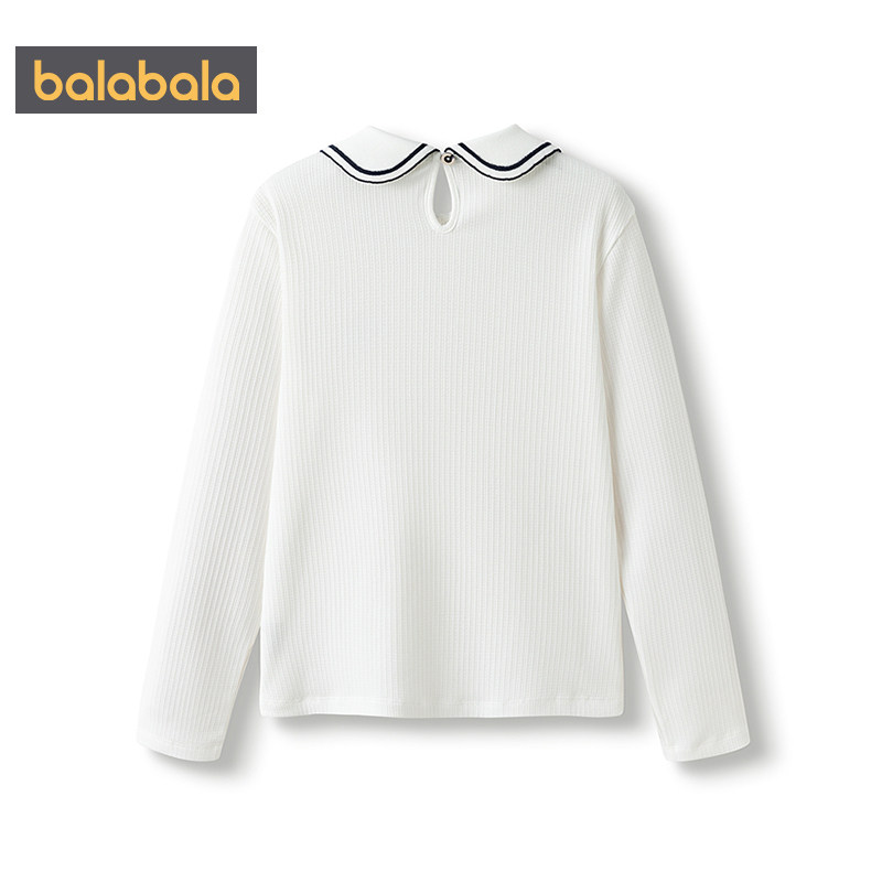 巴拉巴拉女童长袖T恤中大童宝宝洋气白色翻领打底衫儿童春秋童装,淘宝优惠券,粉丝福利购,淘宝优惠卷