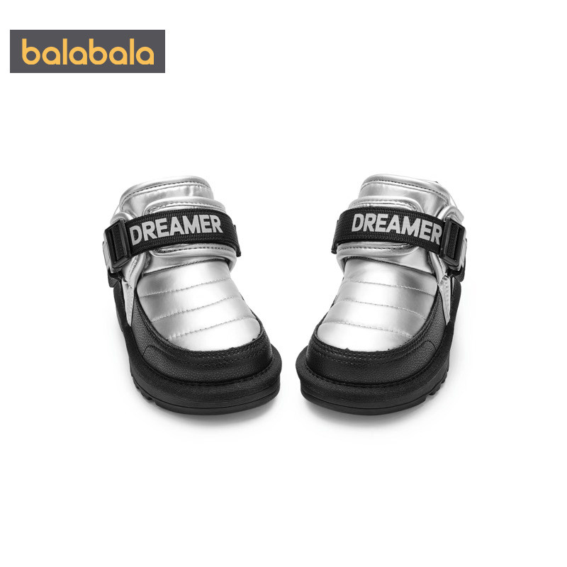 Balabala children's snow boots boys and girls shoes winter new children's shoes boots baby plus velvet short boots trendy