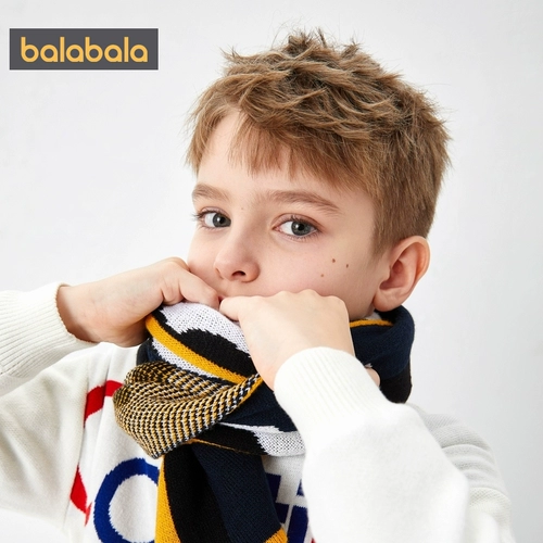 巴拉巴拉 Трикотажный удерживающий тепло демисезонный универсальный шарф для мальчиков, детский шарф-платок, подходит для подростков, в западном стиле