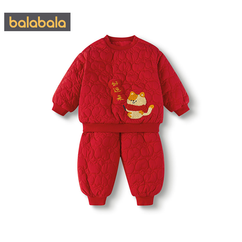 巴拉巴拉宝宝运动套装男童女童衣服秋冬季新款童装儿童红色两件套,淘宝优惠券,粉丝福利购,淘宝优惠卷