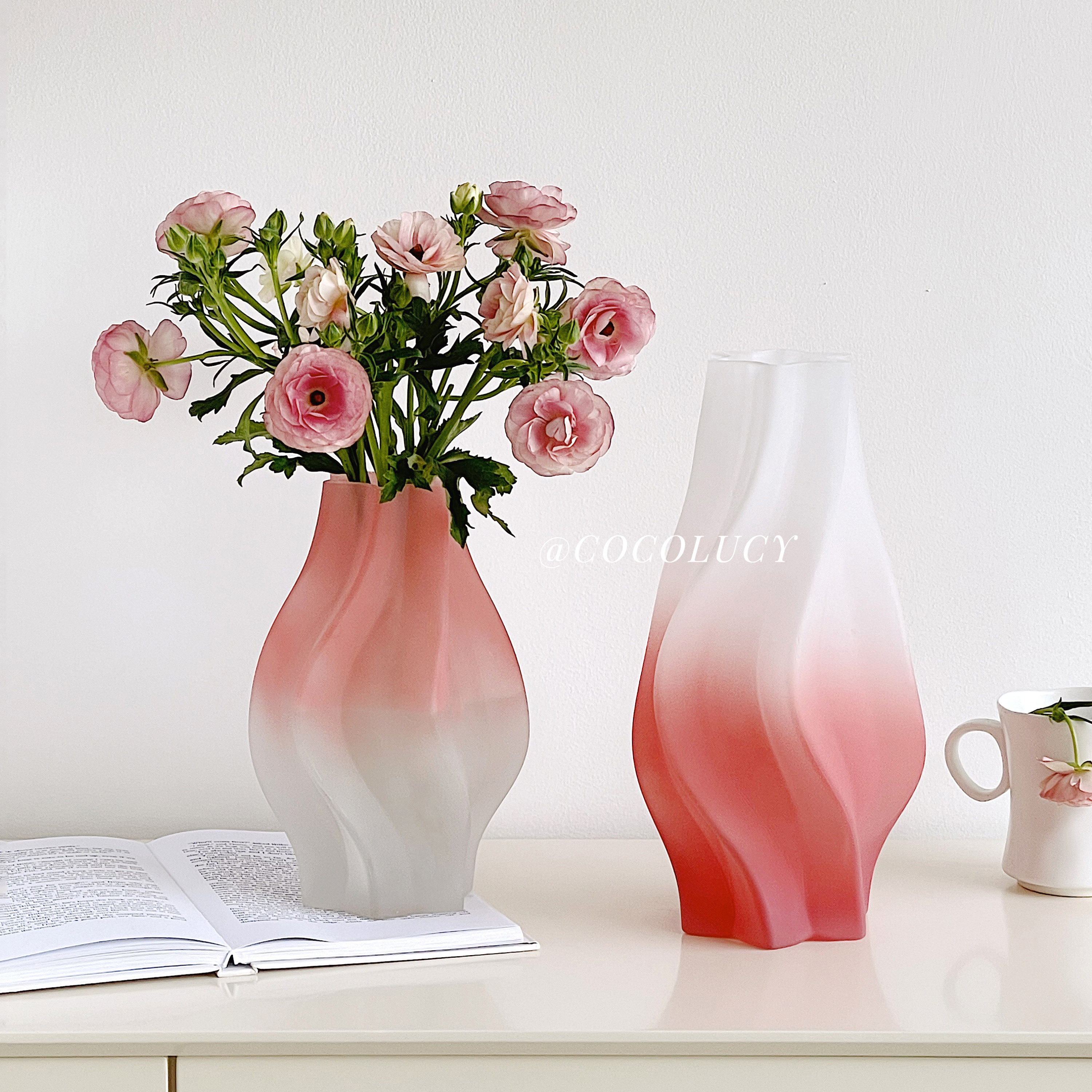 ins创意龙卷风磨砂玻璃花瓶摆件客厅插花餐桌水养鲜花高级感小众