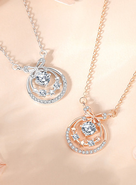 新款S925银小星星项链女韩版小蝴蝶时尚锁骨链花环清新甜美饰品
