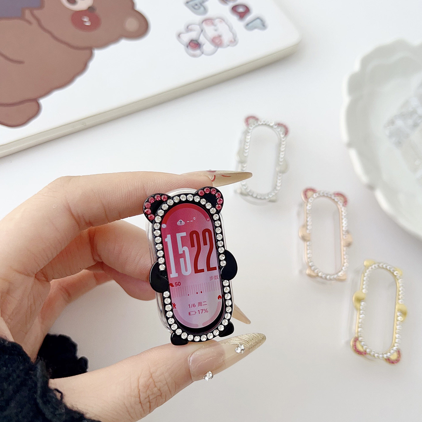 适用小米手环10卡通钻石楼空半包边框8nfc9代可爱防摔保护壳女款,淘宝优惠券,粉丝福利购,淘宝优惠卷