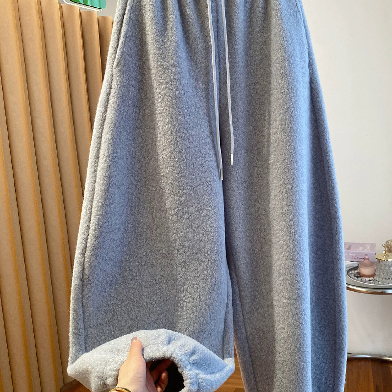 特大码300斤羊羔毛裤子女2025新款秋冬加绒加厚超火休闲束脚卫裤,淘宝优惠券,粉丝福利购,淘宝优惠卷