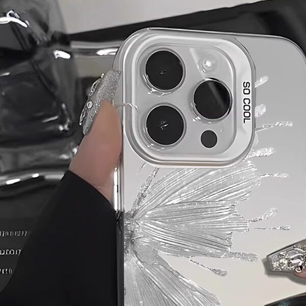 银色蝴蝶苹果手机壳16promax小米15情侣iphone14华为mate60pro新款pura70荣耀vivo红米k80note一加opporeno13