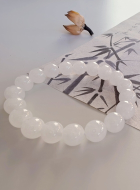 天然羊脂白玉和田玉圆珠10mm手串