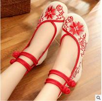 Children Embroidered Shoes National Wind Girl Qipao Gowns Ancient Dress Hanfu Shoes Children Middle School Kids Bull Gluten Bottom Dance Cloth Shoes