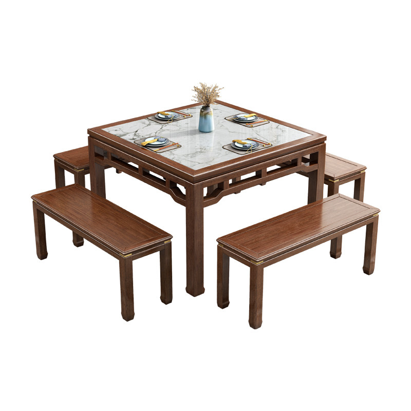 新中式实木八仙桌农村中堂正方形胡桃木岩板餐桌方桌家用吃饭桌子,淘宝优惠券,粉丝福利购,淘宝优惠卷