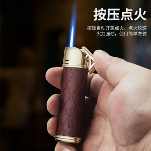 2025百诚防风打火机直冲金属材质创意烟灰缸套装点火点烟必备神器