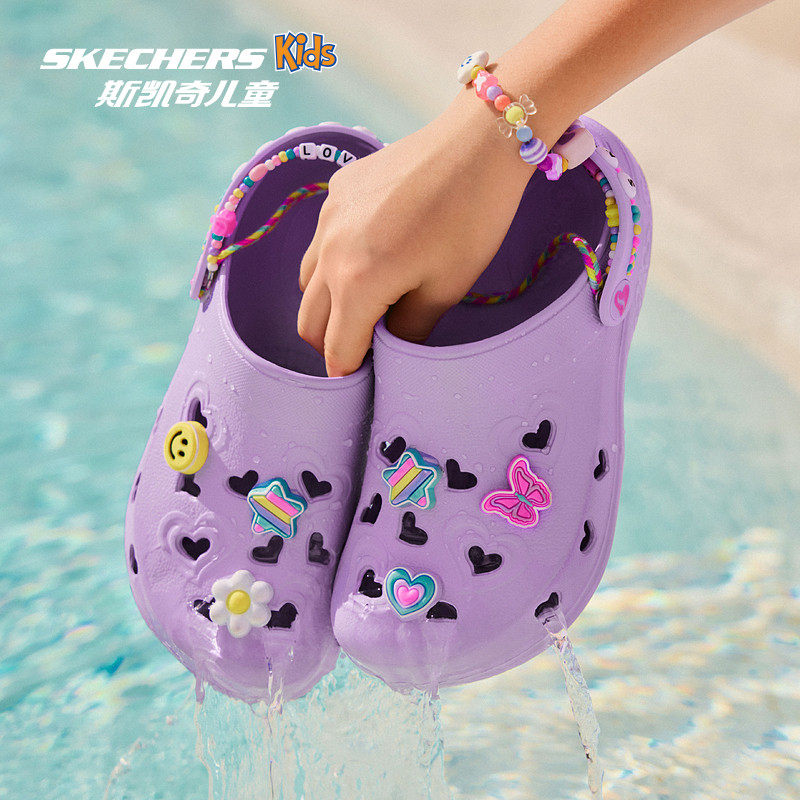 斯凯奇儿童泡泡鞋一脚蹬洞洞鞋疏水沙滩鞋